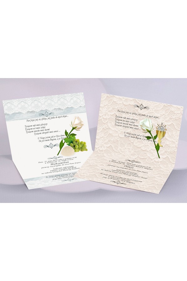 Personalized popular communion invitations - Lace 2 (a,b) Personalized popular communion invitations - Lace 2 (a,b) - obraz 3