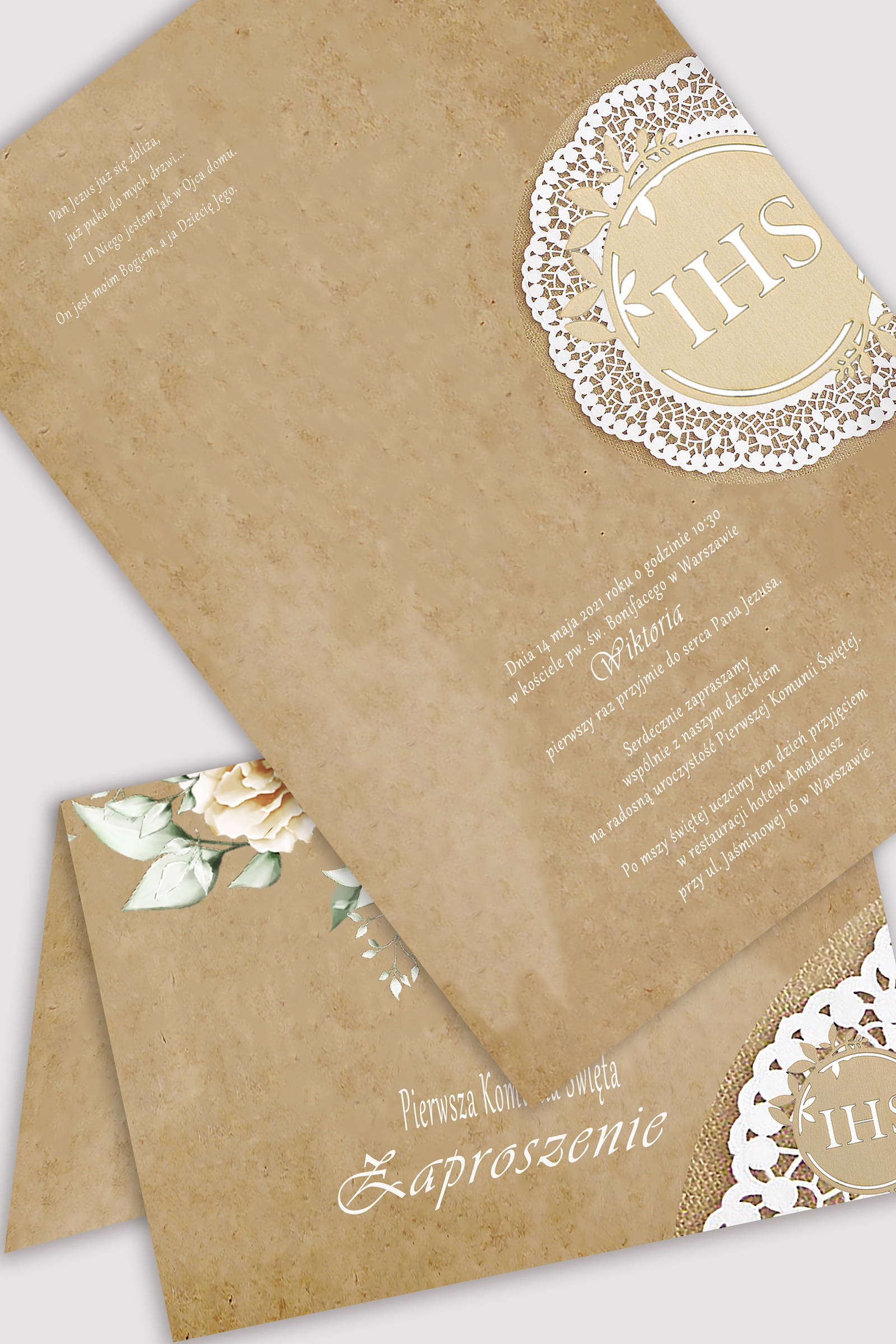 Personalized communion invitations from sets - Parchment beige - obraz 0