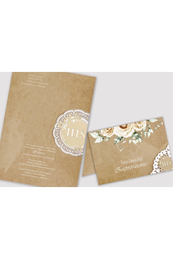 Personalized communion invitations from sets - Parchment beige - obraz 2