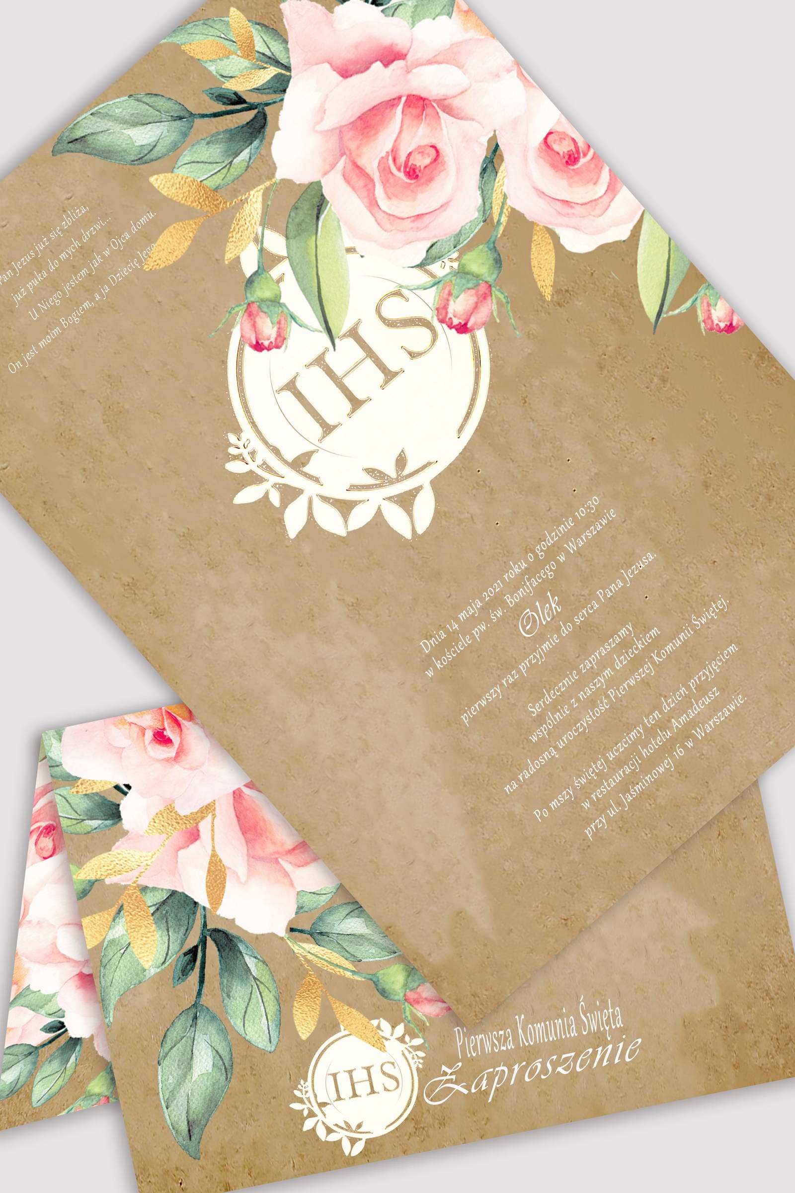 Personalized communion invitations from sets - Parchment bouquet Personalized communion invitations from sets - Parchment bouquet - obraz 0