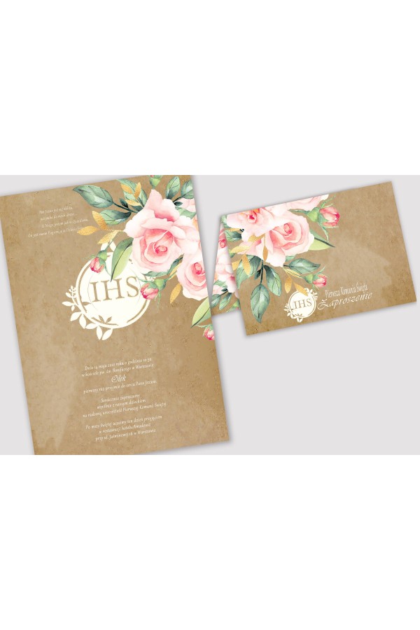Personalized communion invitations from sets - Parchment bouquet Personalized communion invitations from sets - Parchment bouquet - obraz 2