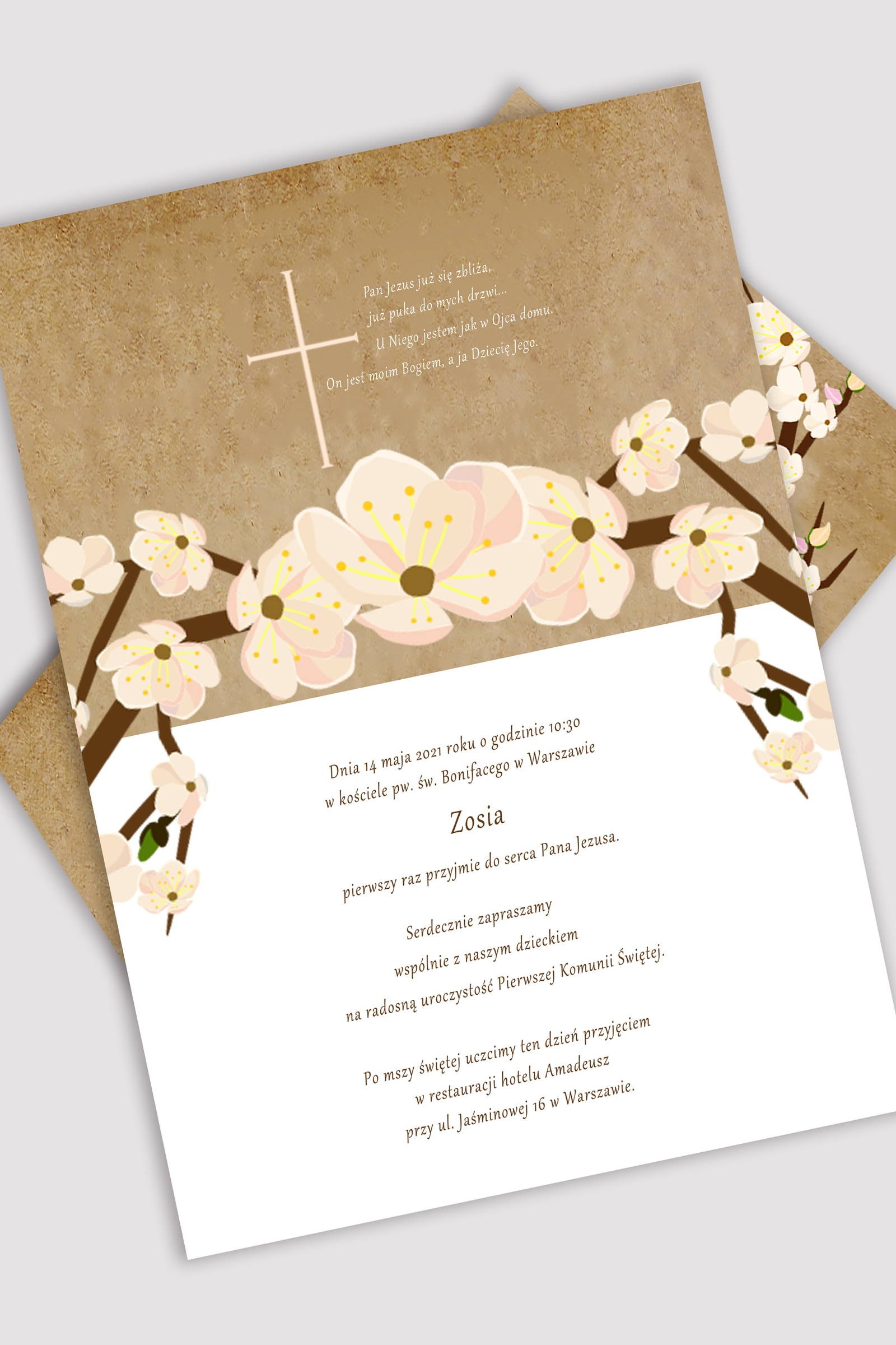 Personalized communion invitations from sets - Parchment orchard - obraz 0