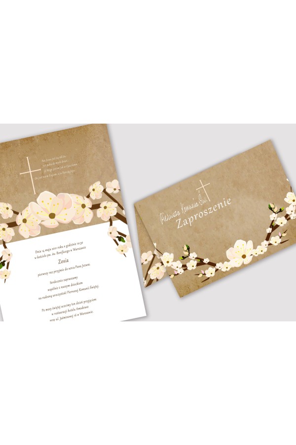 Personalized communion invitations from sets - Parchment orchard - obraz 3