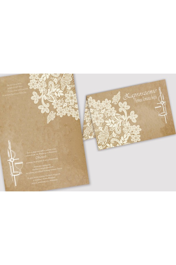 Personalized communion invitations from sets - Parchment butterfly - obraz 2