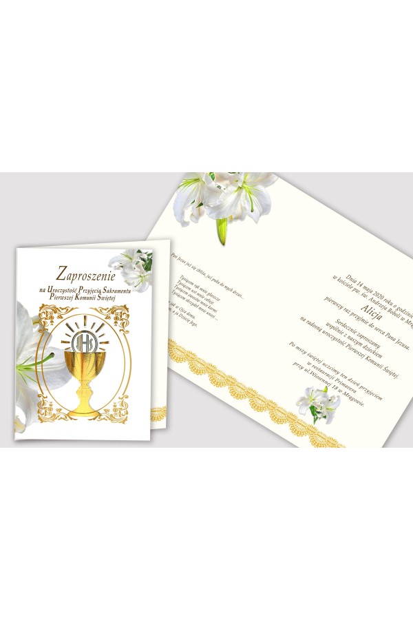 Personalized communion invitations from sets - Gold - obraz 2