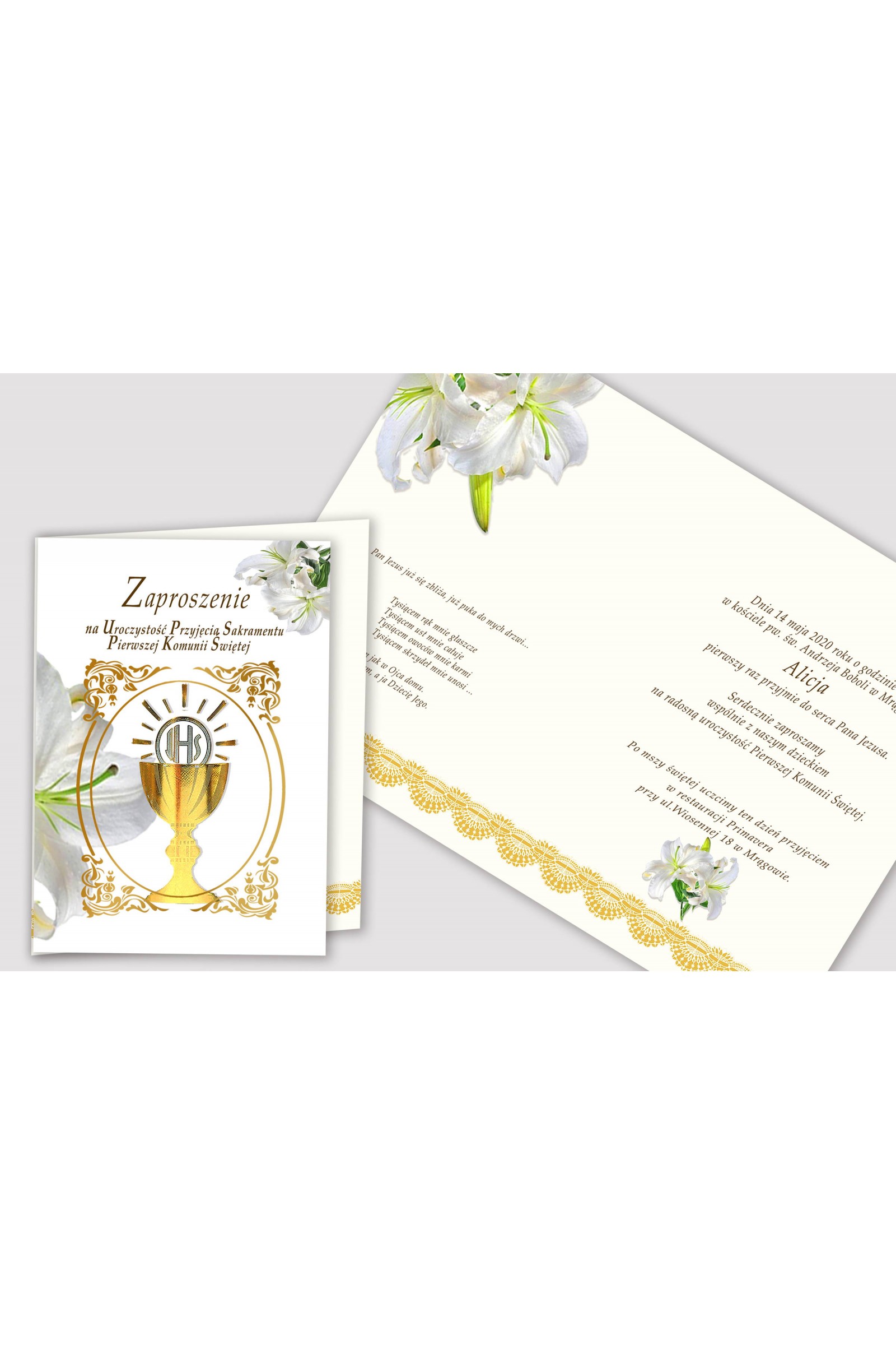 Personalized communion invitations from sets - Gold - obraz 2