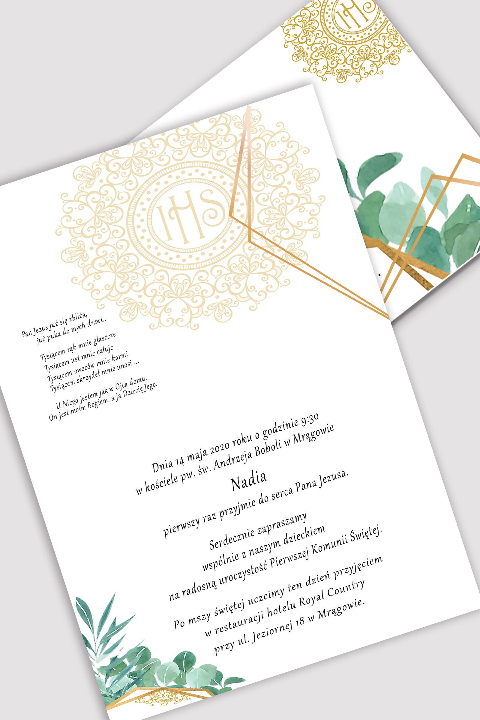 Personalized communion invitations from sets - Fine Eucalyptus - obraz 0