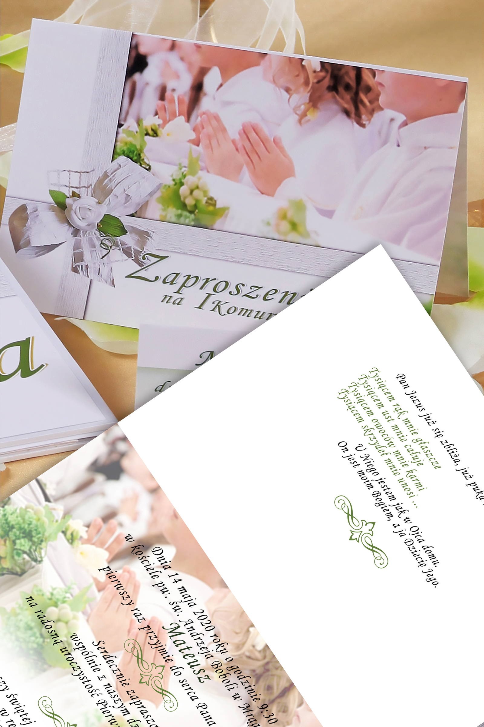 Personalized communion invitations from sets - Children's white - obraz 0
