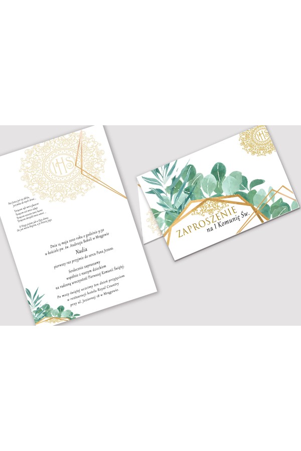 Personalized communion invitations from sets - Fine Eucalyptus - obraz 2