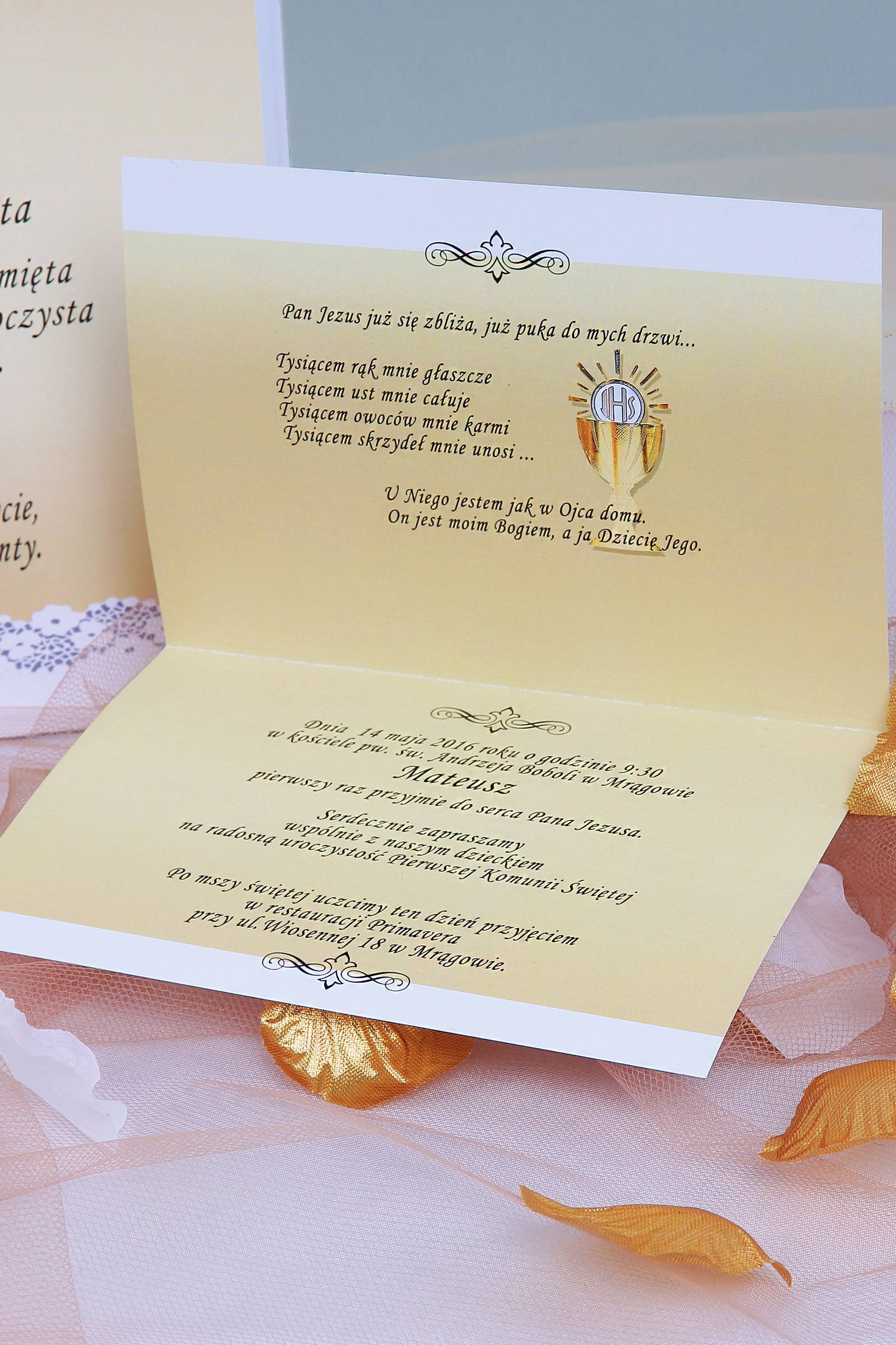 Personalized communion invitations from sets - Gold Lace - obraz 3