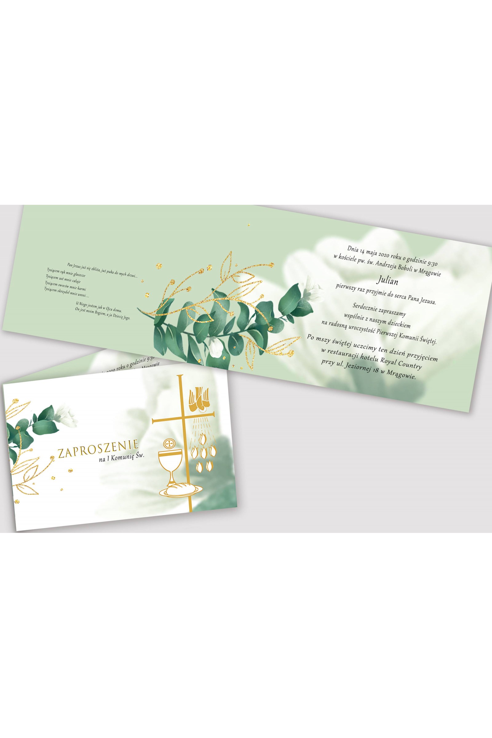 Personalized communion invitations from sets - White petal Personalized communion invitations from sets - White petal - obraz 2