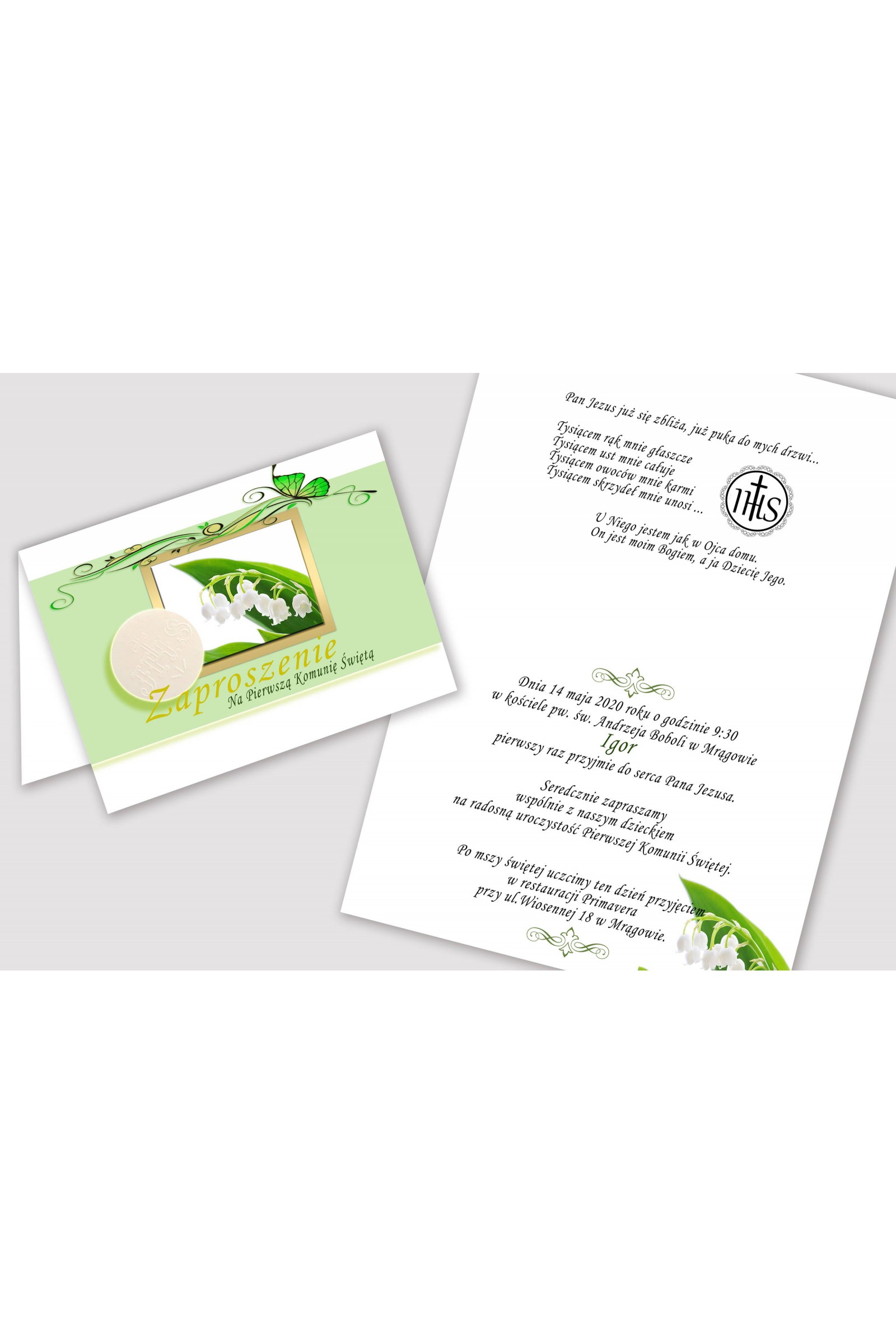 Personalized communion invitations from sets - Lily of the Valley Personalized communion invitations from sets - Lily of the Valley - obraz 2