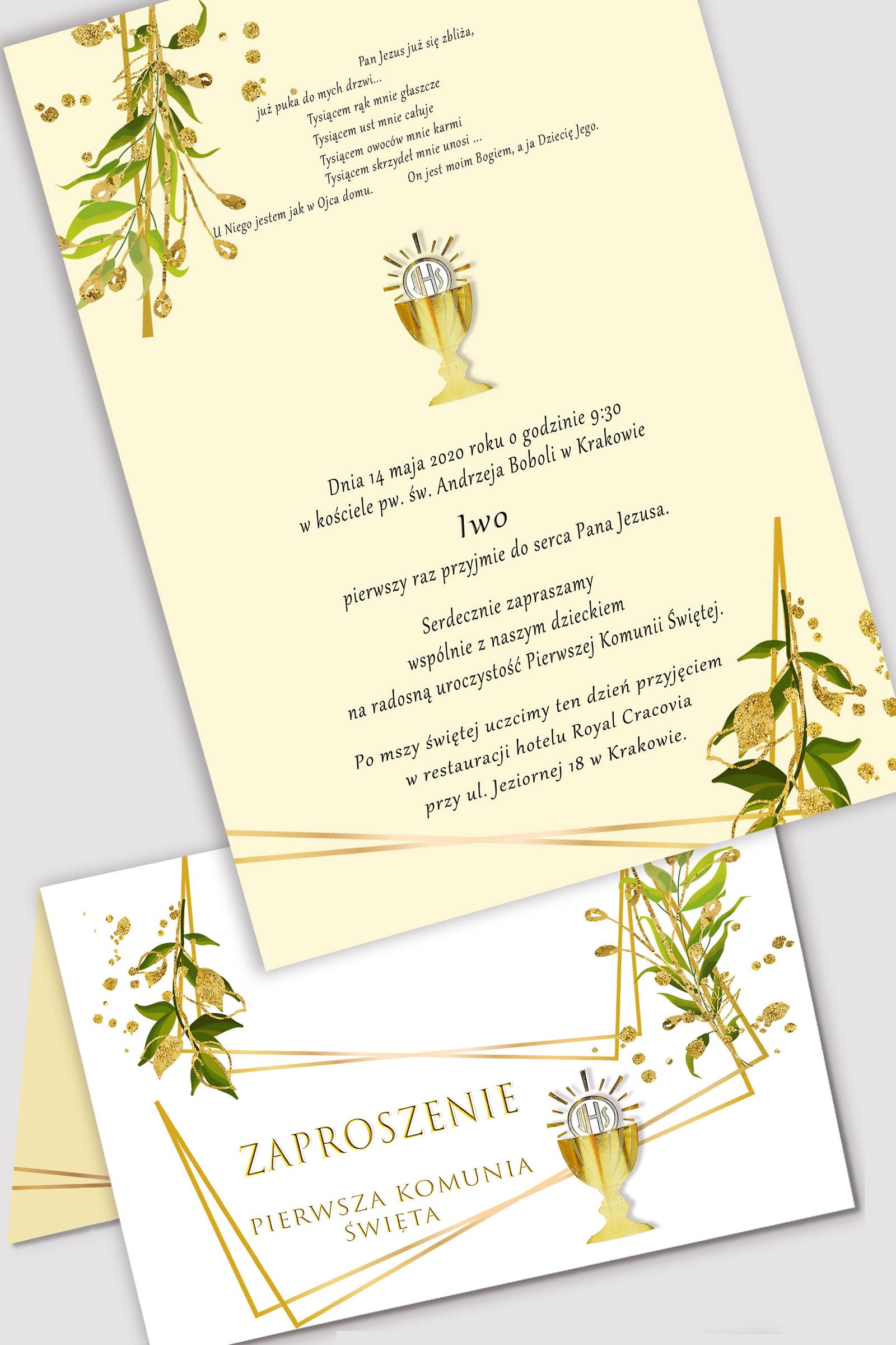 Personalized communion invitations from sets - Golden charms - obraz 0