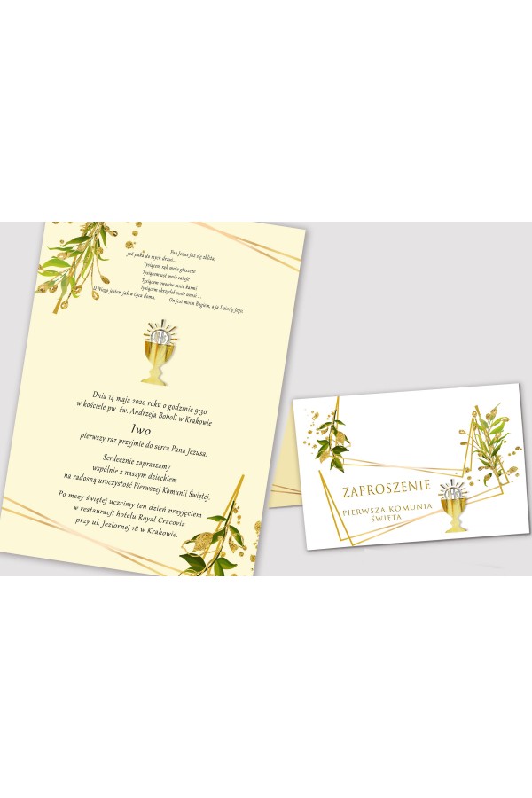 Personalized communion invitations from sets - Golden charms - obraz 2