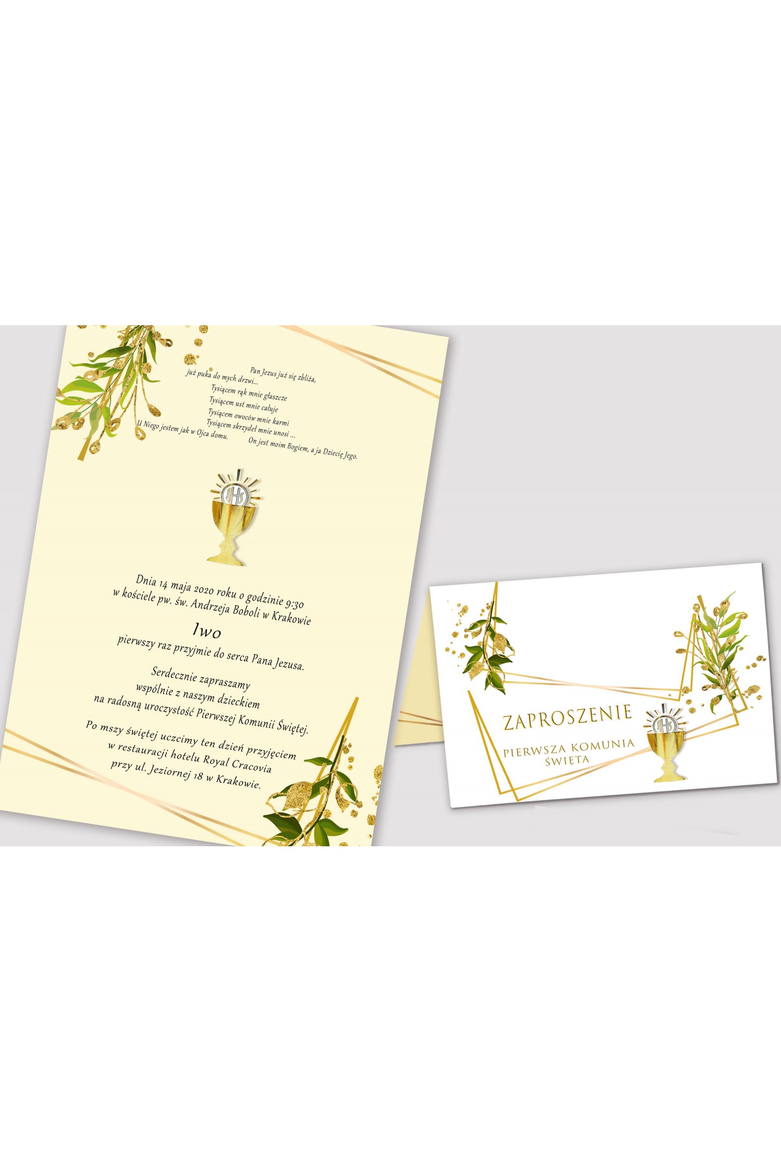 Personalized communion invitations from sets - Golden charms - obraz 2