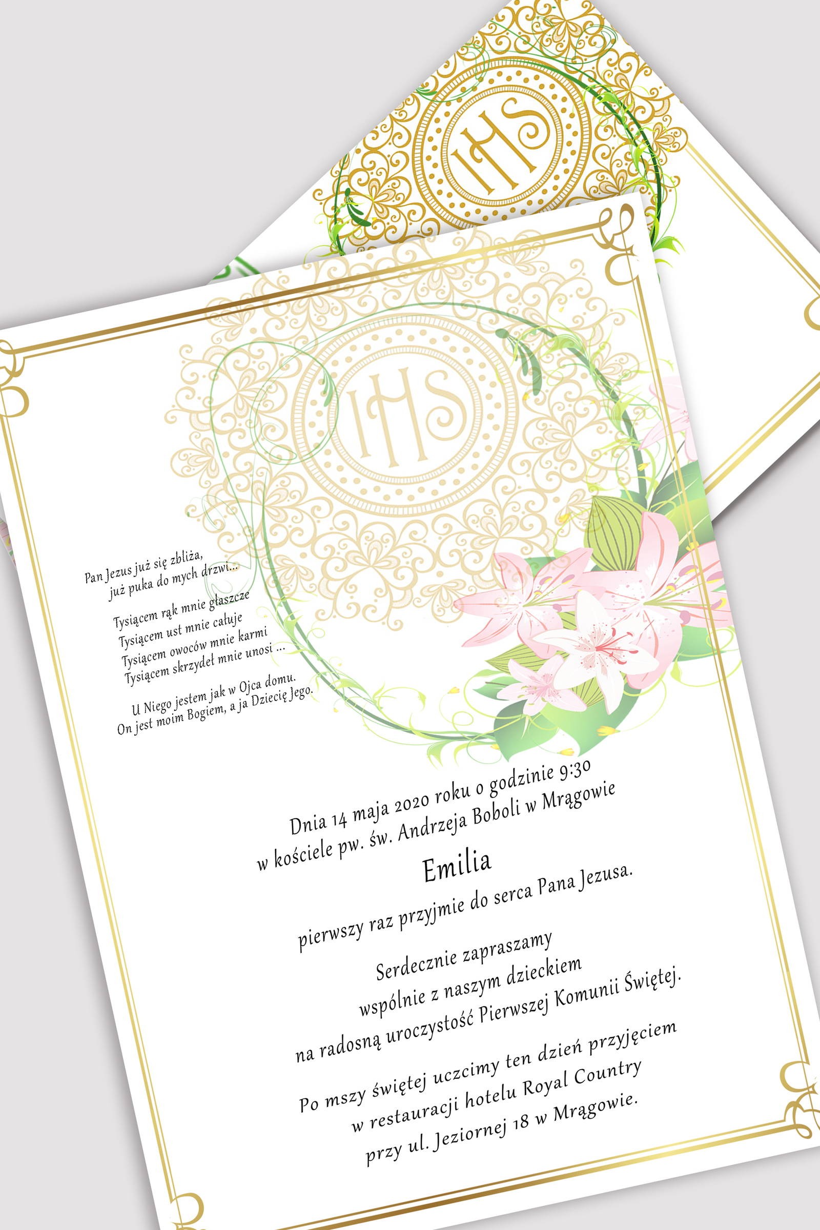 Personalized communion invitations from sets - Delicacy of lilies - obraz 0