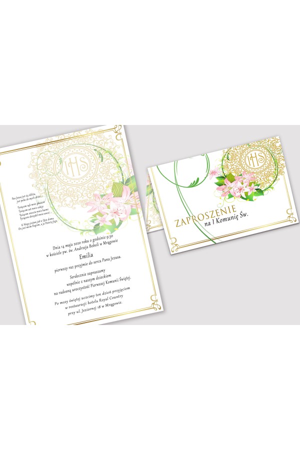 Personalized communion invitations from sets - Delicacy of lilies - obraz 2
