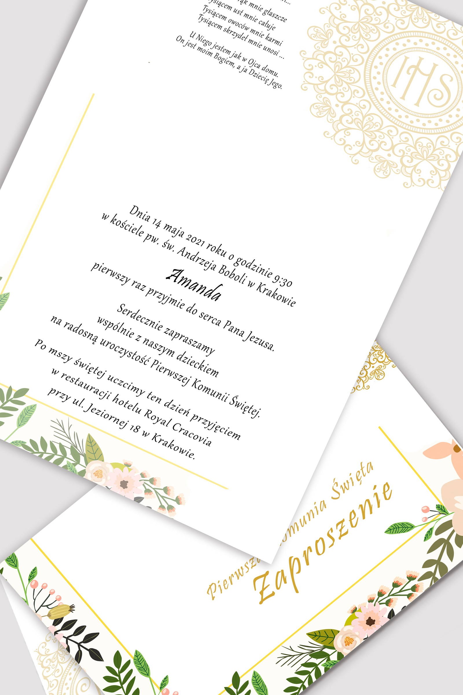 Personalized communion invitations from sets - Pastel poppies - obraz 0
