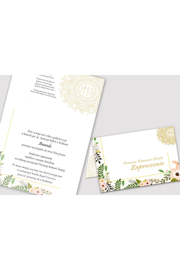 Personalized communion invitations from sets - Pastel poppies - obraz 2