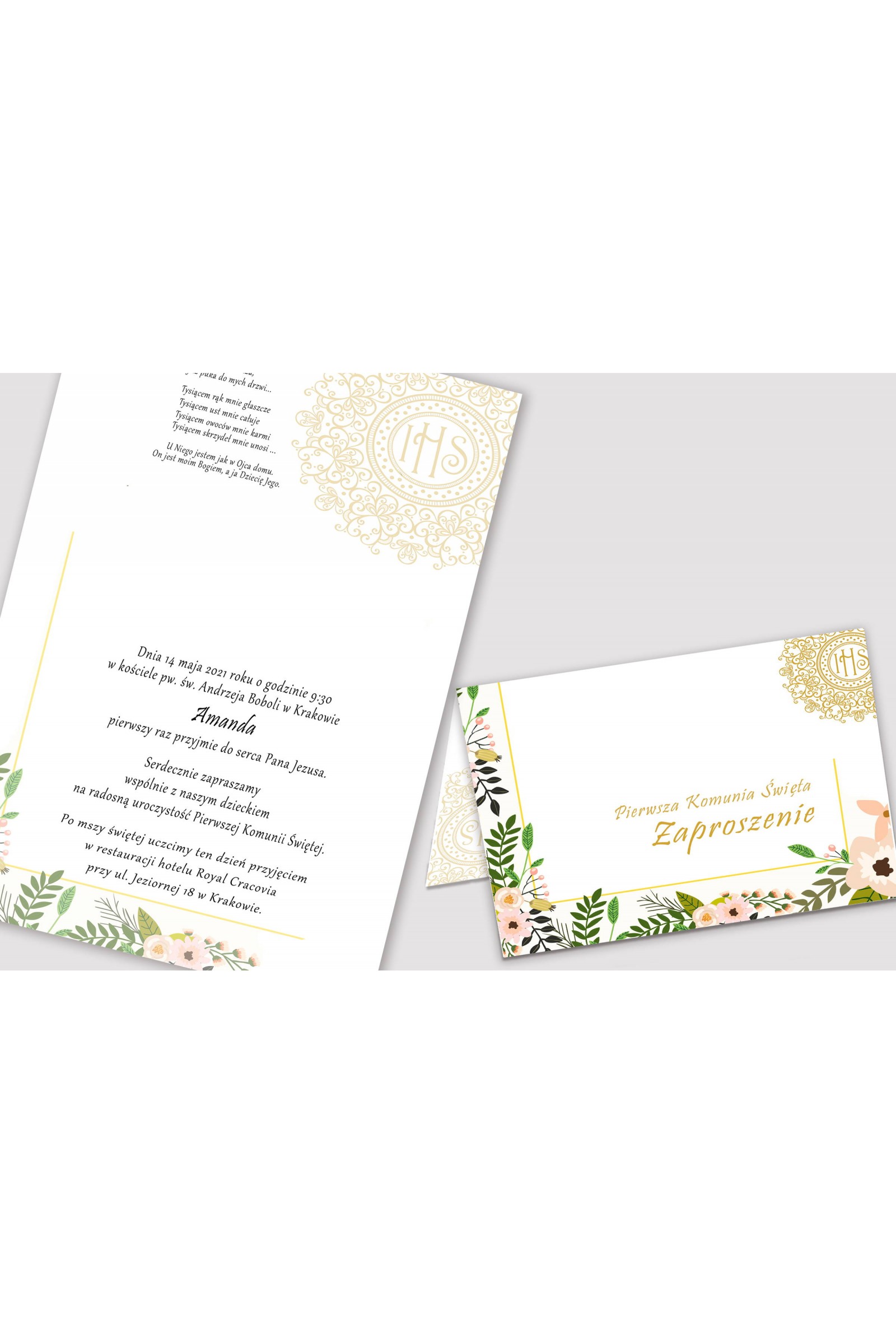 Personalized communion invitations from sets - Pastel poppies - obraz 2