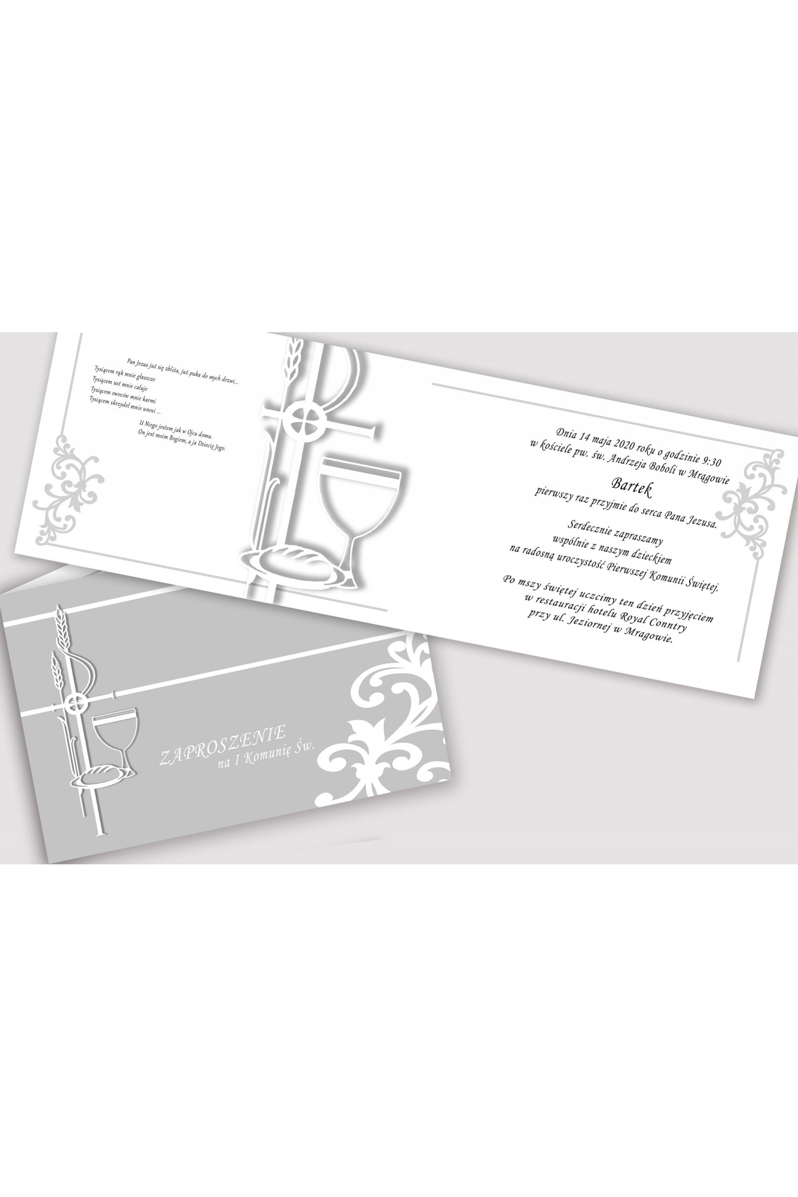 Personalized communion invitations from sets - White elegance Personalized communion invitations from sets - White elegance - obraz 2