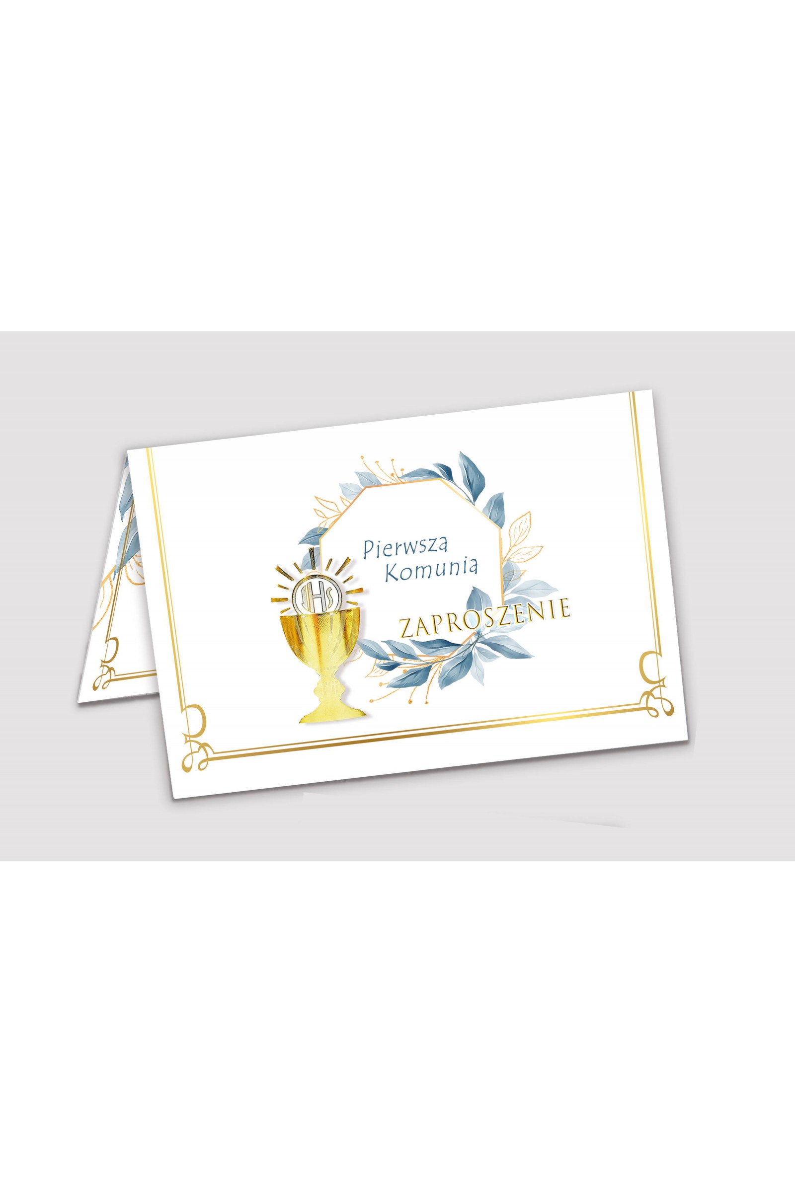 Personalized communion invitations from sets - Gold with a touch of navy blue Personalized communion invitations from sets - Gold with a touch of navy blue - obraz 1