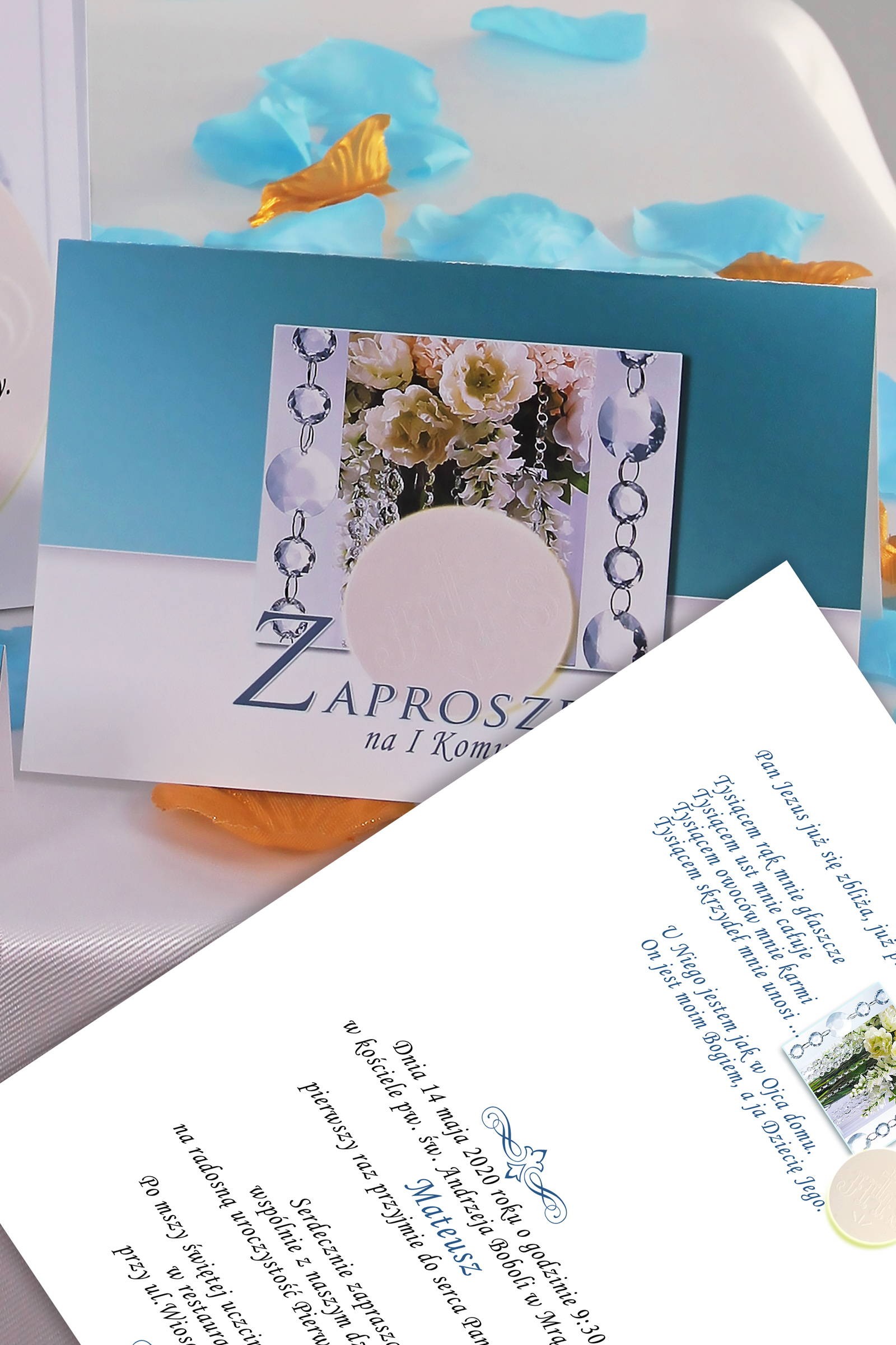 Personalized communion invitations from sets - Crystal blue - obraz 0