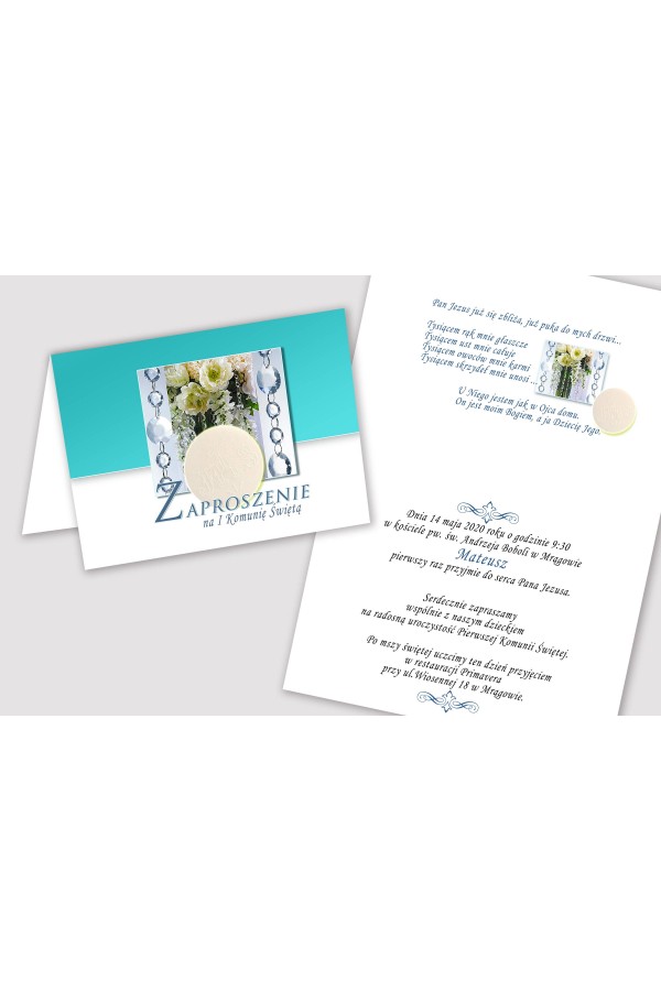 Personalized communion invitations from sets - Crystal blue - obraz 2