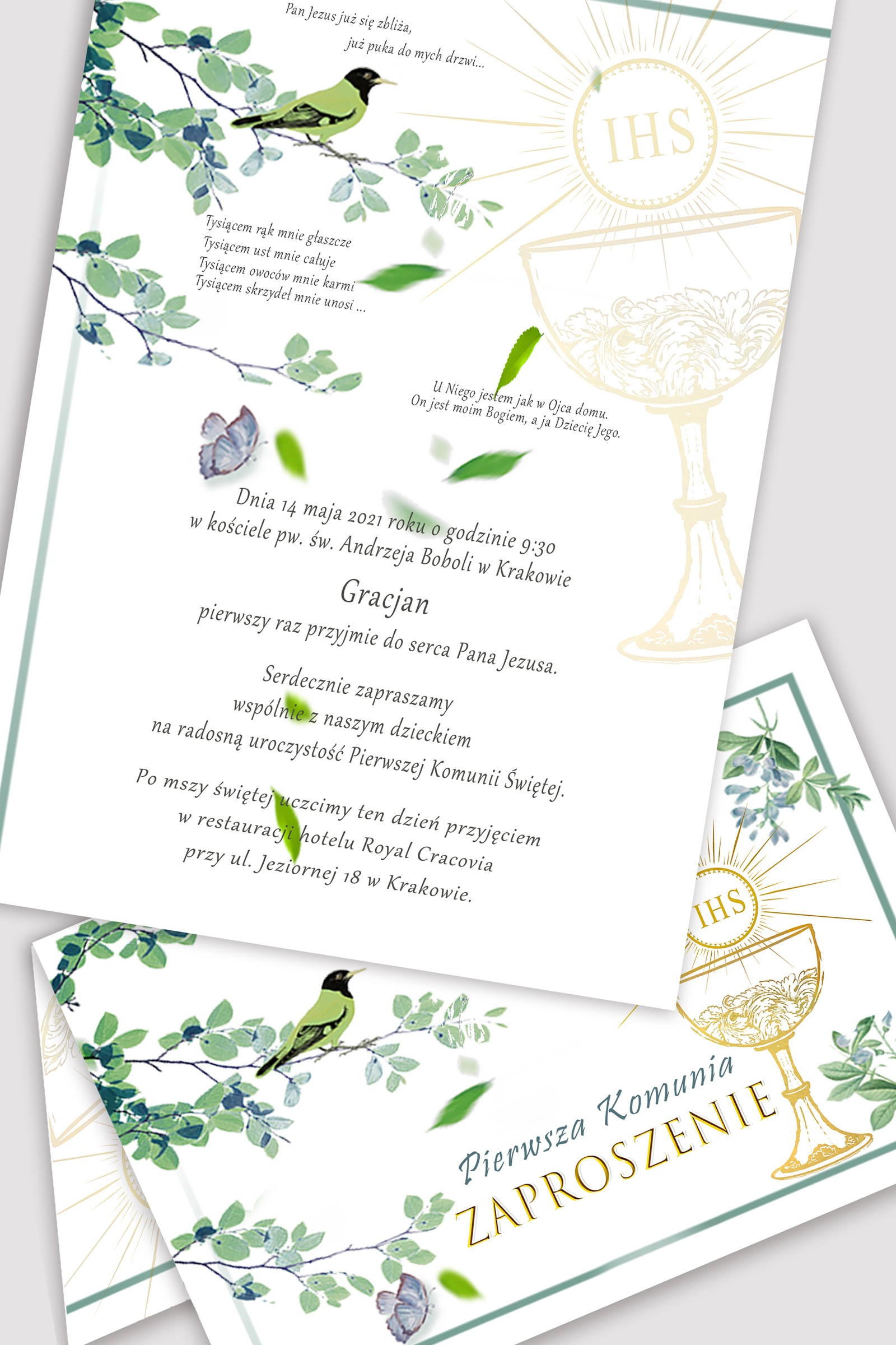 Personalized communion invitations from sets - Nightingale in the grove Personalized communion invitations from sets - Nightingale in the grove - obraz 0