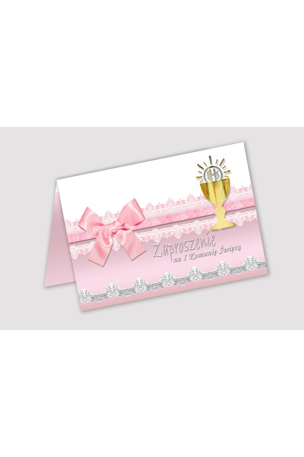 Personalized communion invitations from sets - Lace pink Personalized communion invitations from sets - Lace pink - obraz 1