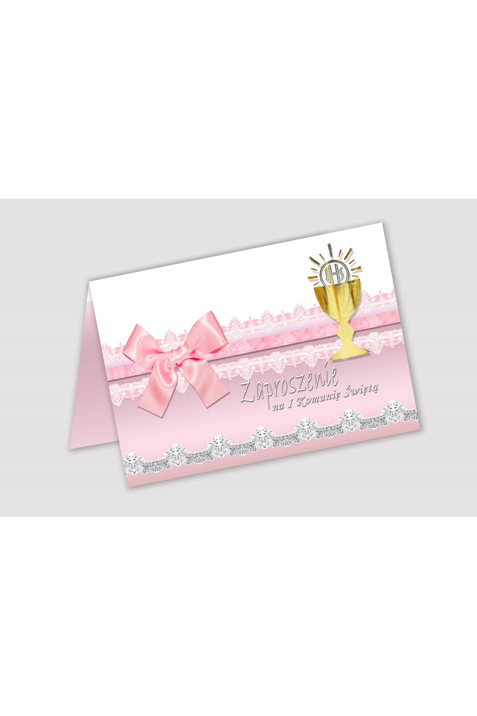 Personalized communion invitations from sets - Lace pink Personalized communion invitations from sets - Lace pink - obraz 1