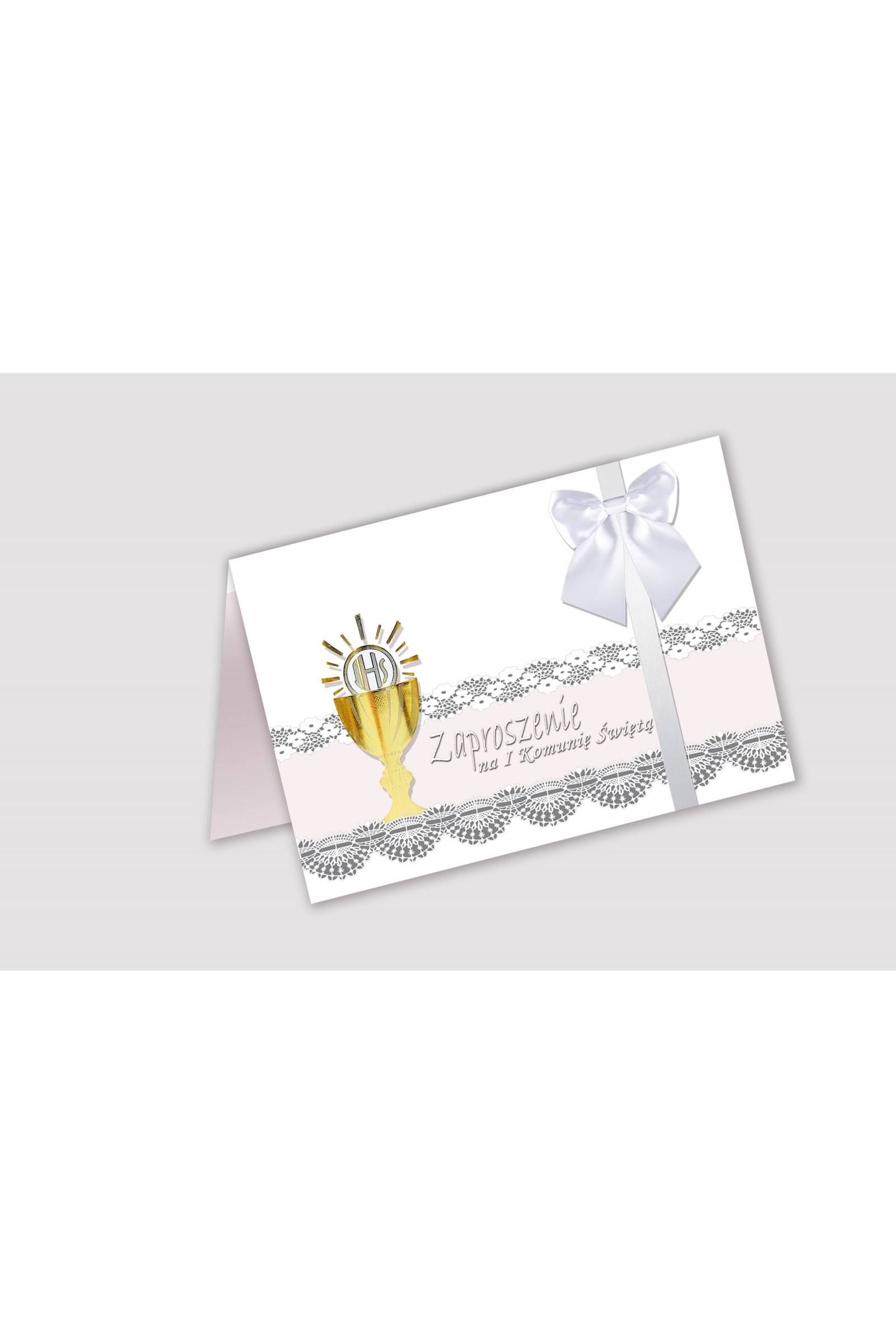 Personalized communion invitations from sets - Lace white - obraz 1