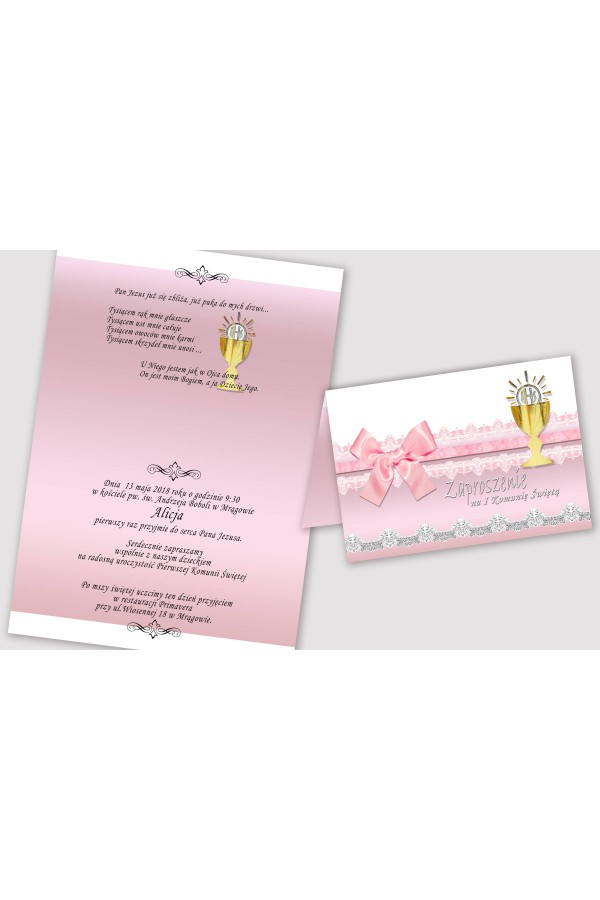 Personalized communion invitations from sets - Lace pink Personalized communion invitations from sets - Lace pink - obraz 2