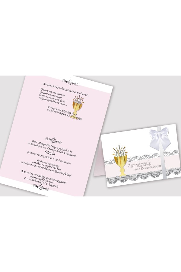 Personalized communion invitations from sets - Lace white - obraz 2