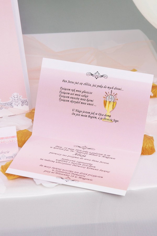 Personalized communion invitations from sets - Lace pink Personalized communion invitations from sets - Lace pink - obraz 3