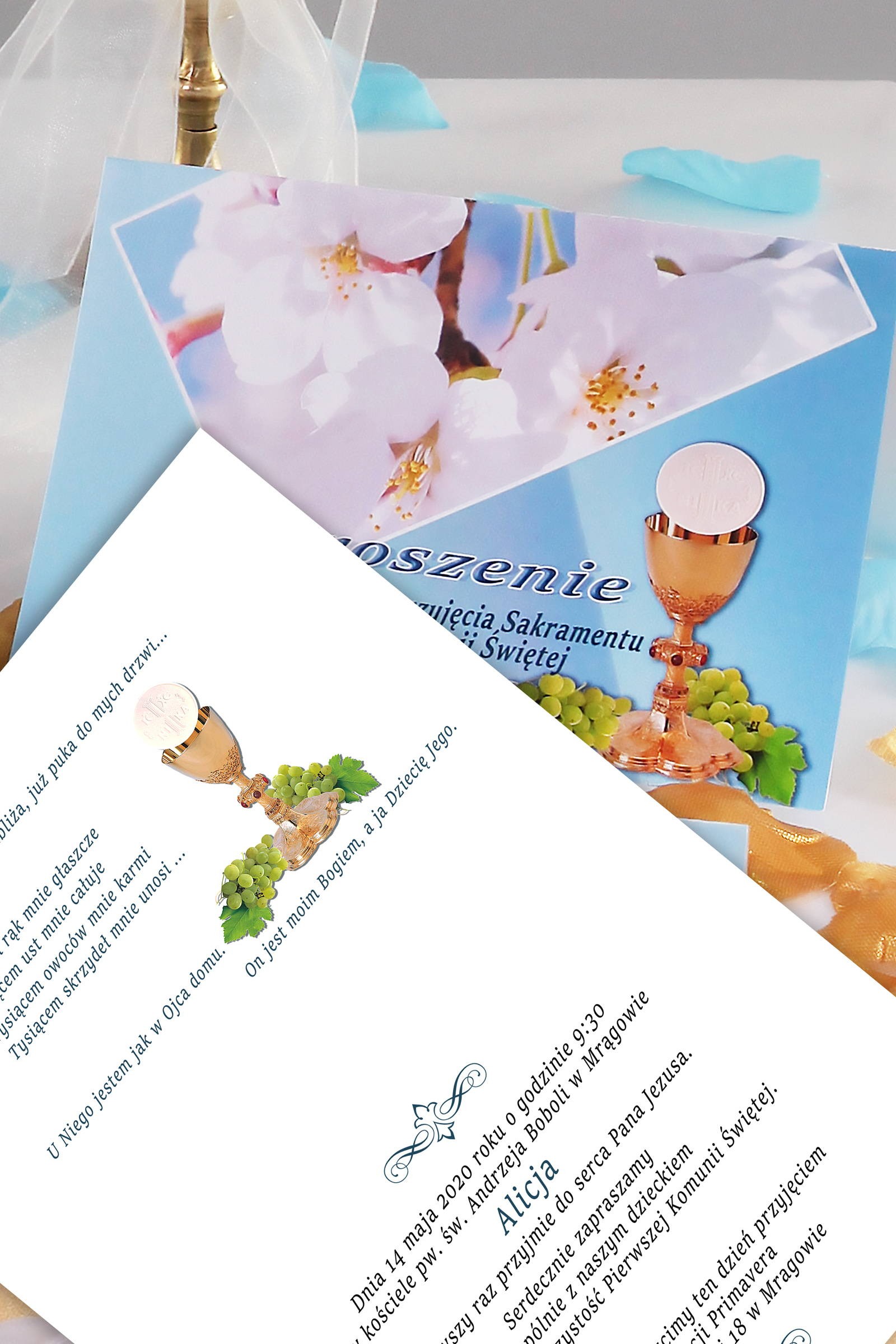 Personalized communion invitations from sets - Turquoise apple tree Personalized communion invitations from sets - Turquoise apple tree - obraz 0