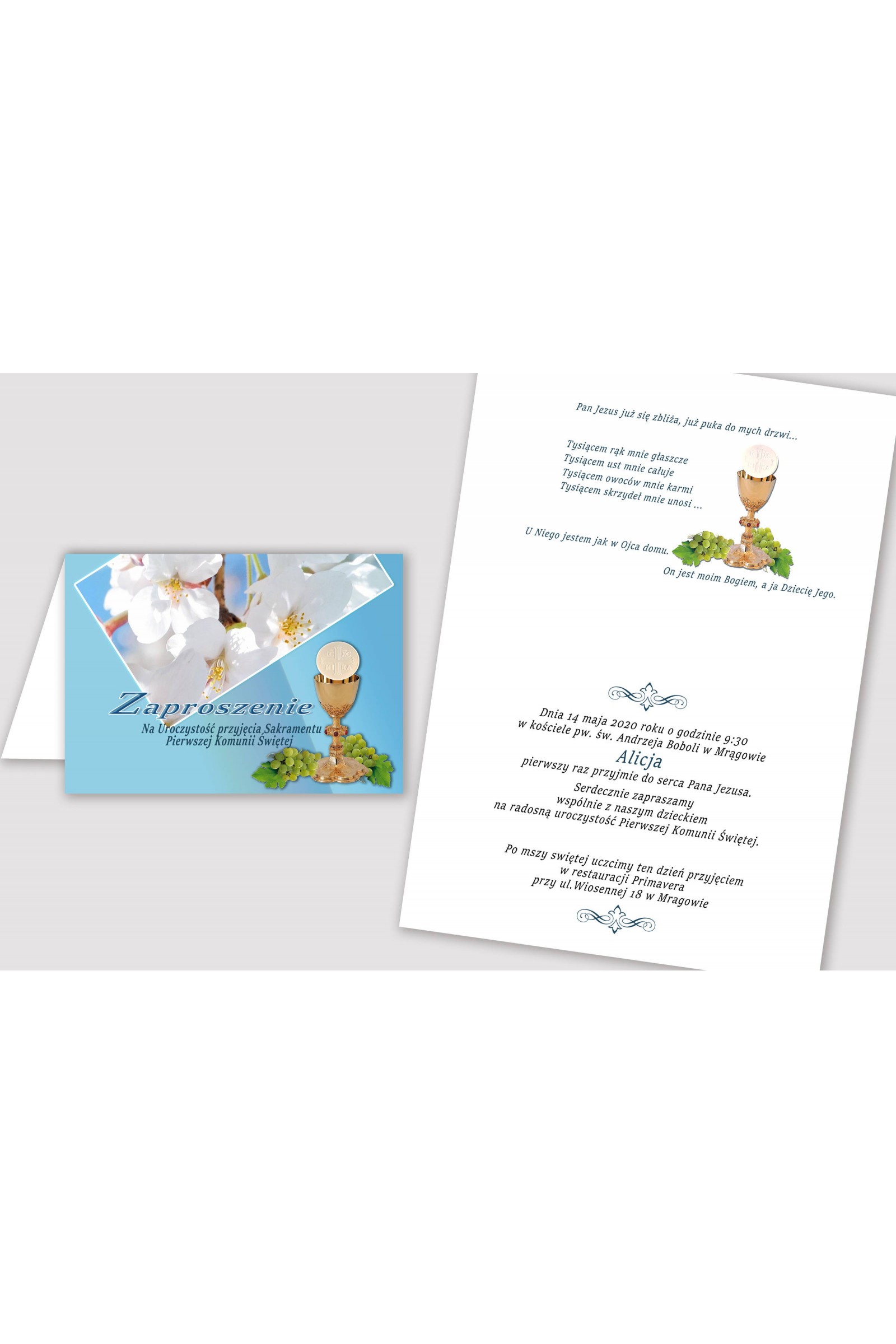 Personalized communion invitations from sets - Turquoise apple tree Personalized communion invitations from sets - Turquoise apple tree - obraz 2