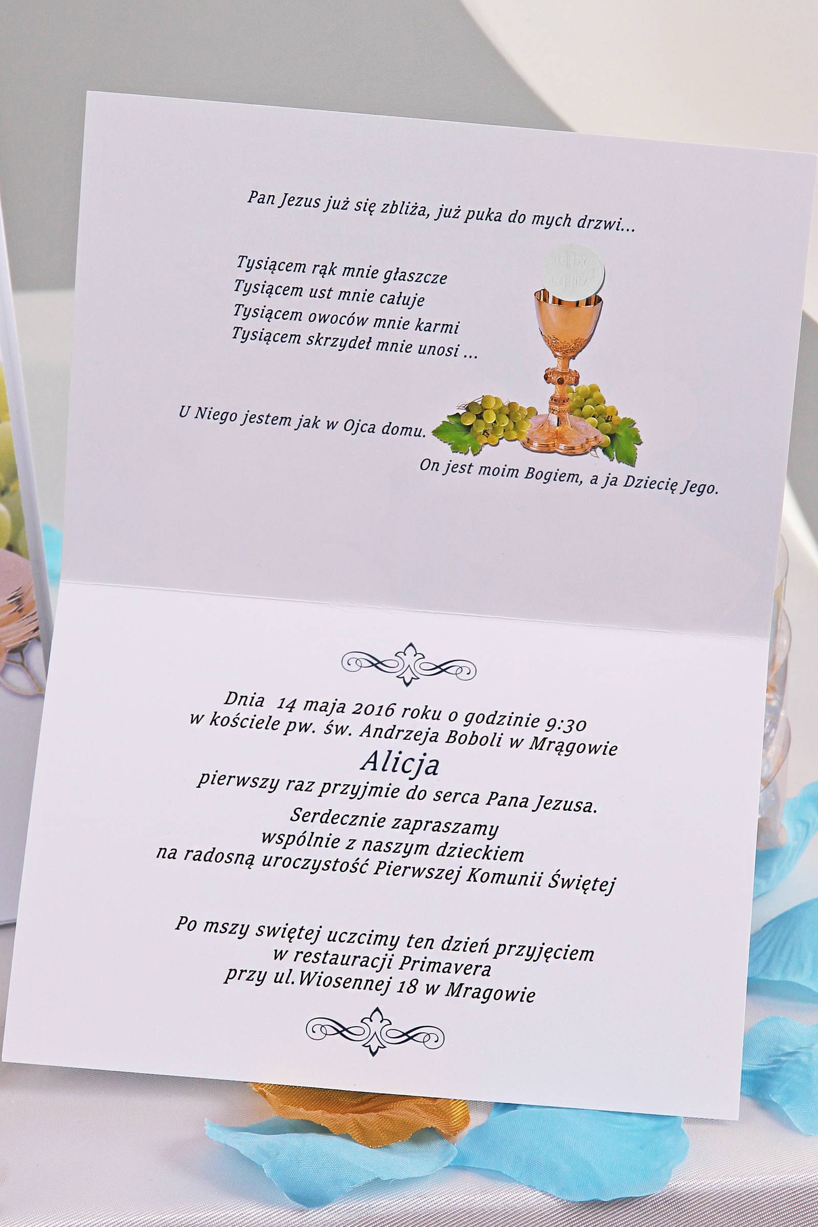 Personalized communion invitations from sets - Turquoise apple tree Personalized communion invitations from sets - Turquoise apple tree - obraz 3