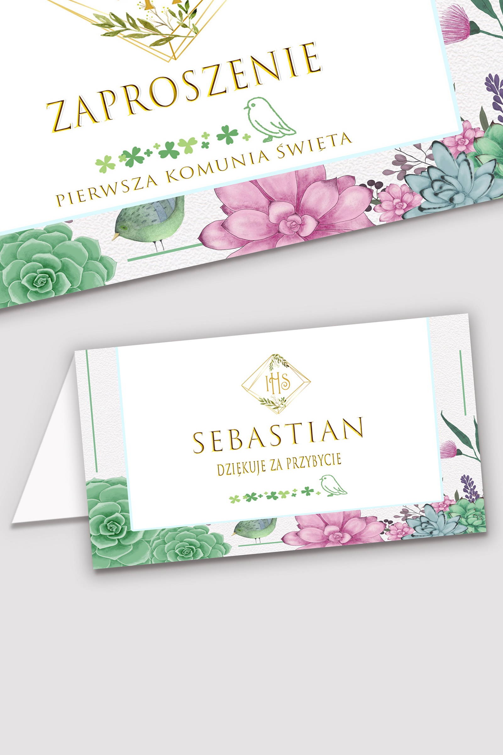 Personalized communion vignettes - Diamonds with eucalyptus Personalized communion vignettes - Diamonds with eucalyptus - obraz 0