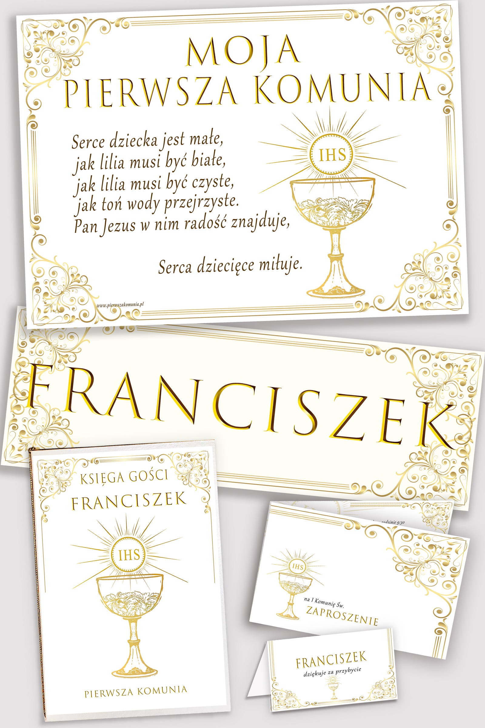 Personalized decorative communion set - Royal Gold - obraz 0