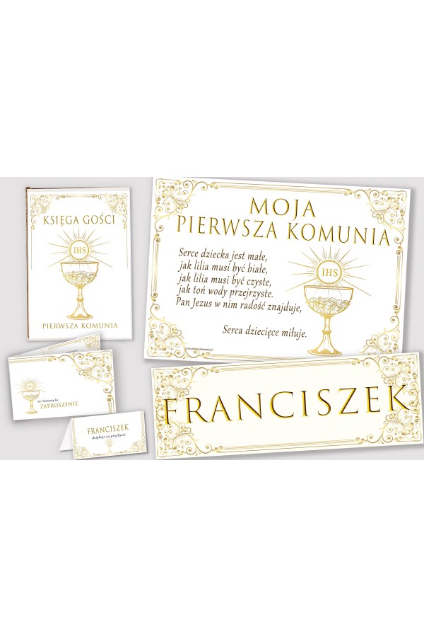 Personalized decorative communion set - Royal Gold - obraz 1