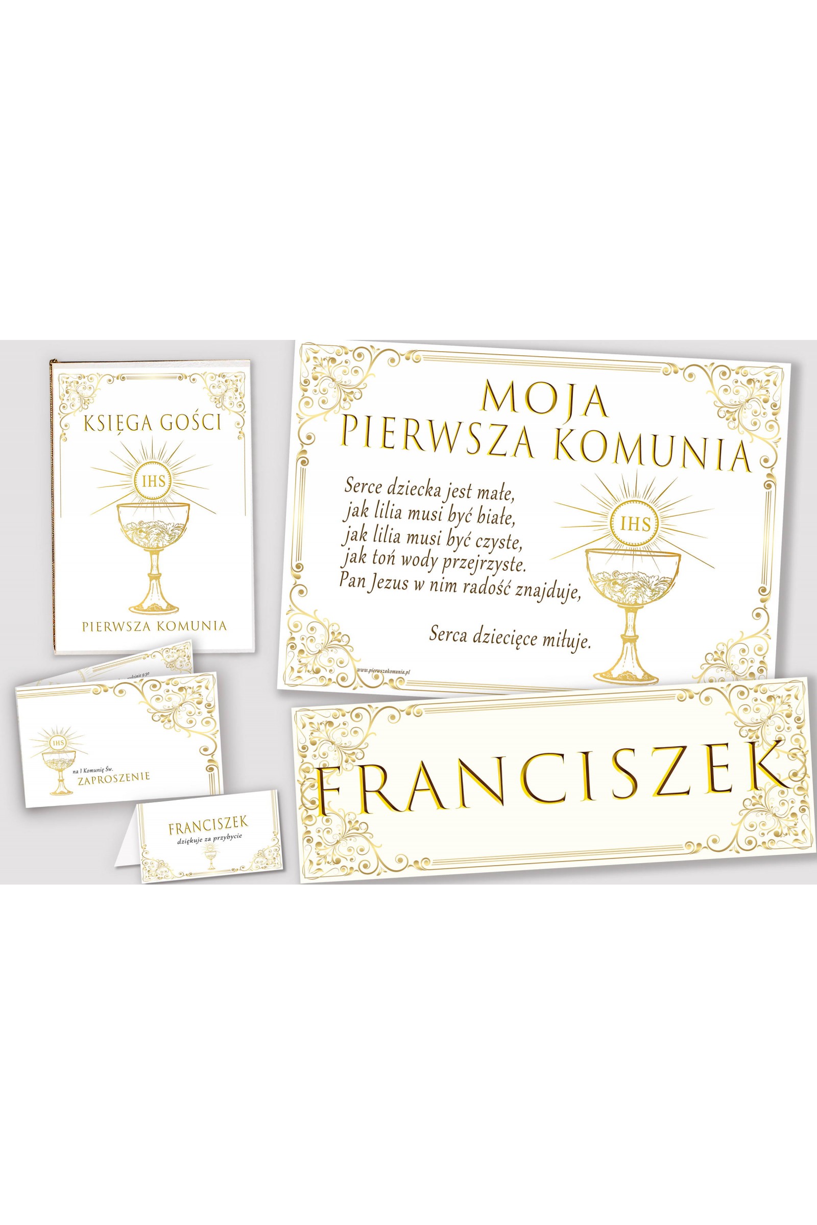Personalized decorative communion set - Royal Gold - obraz 1