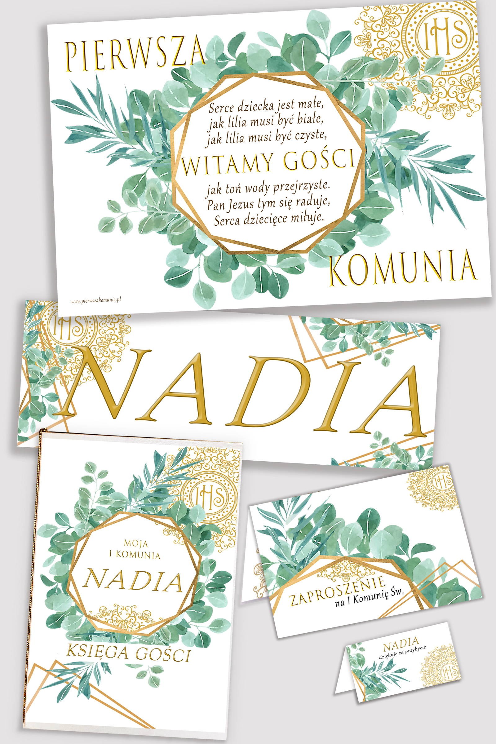 Personalized decorative communion set - Fine Eucalyptus Personalized decorative communion set - Fine Eucalyptus - obraz 0