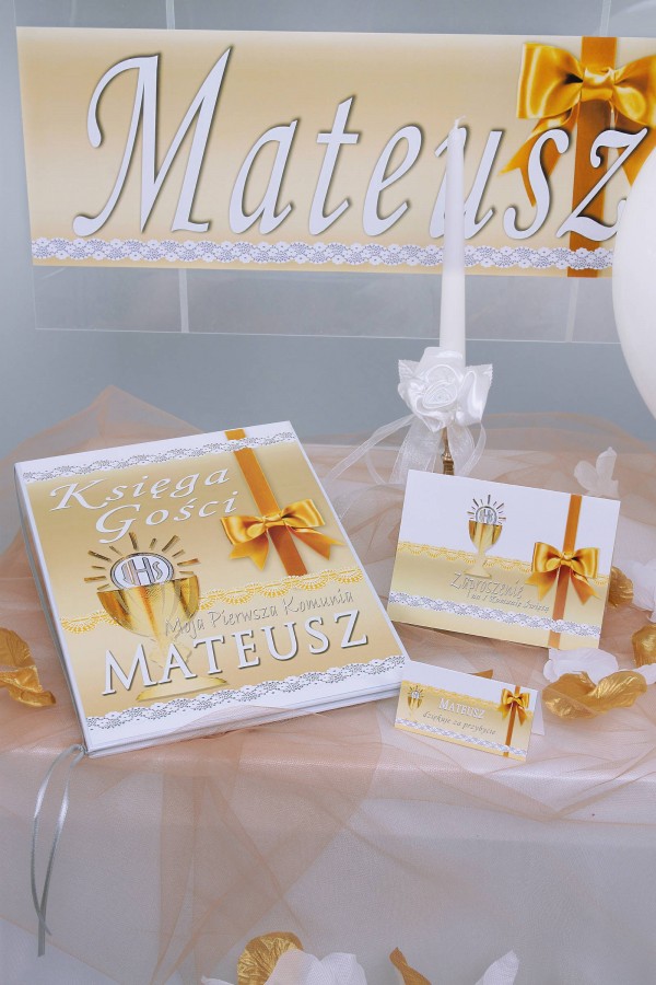 Personalized decorative communion set - Gold lace Personalized decorative communion set - Gold lace - obraz 2