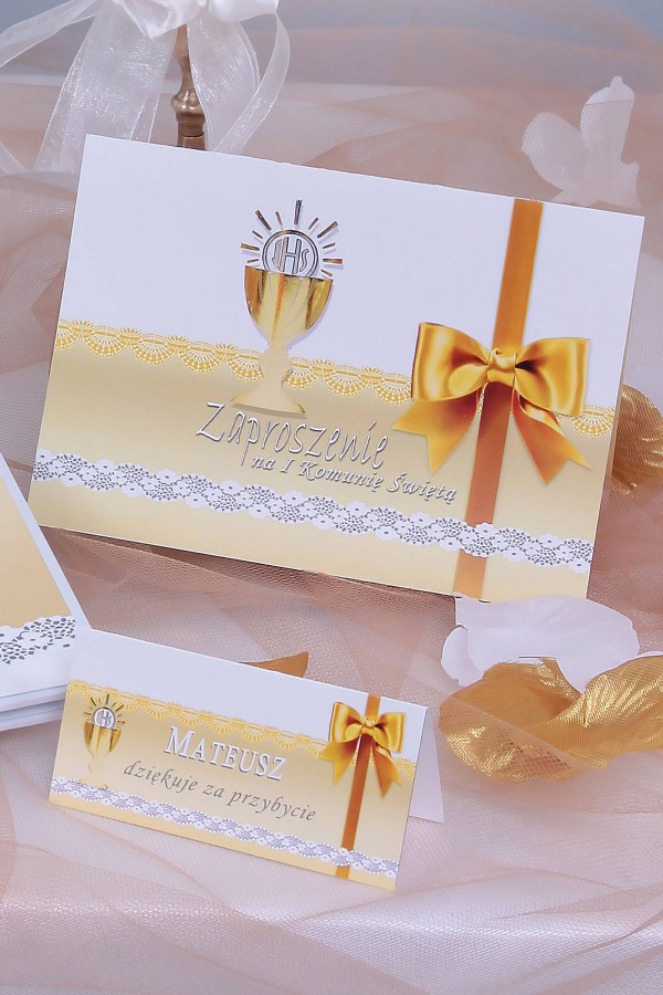 Personalized decorative communion set - Gold lace Personalized decorative communion set - Gold lace - obraz 4