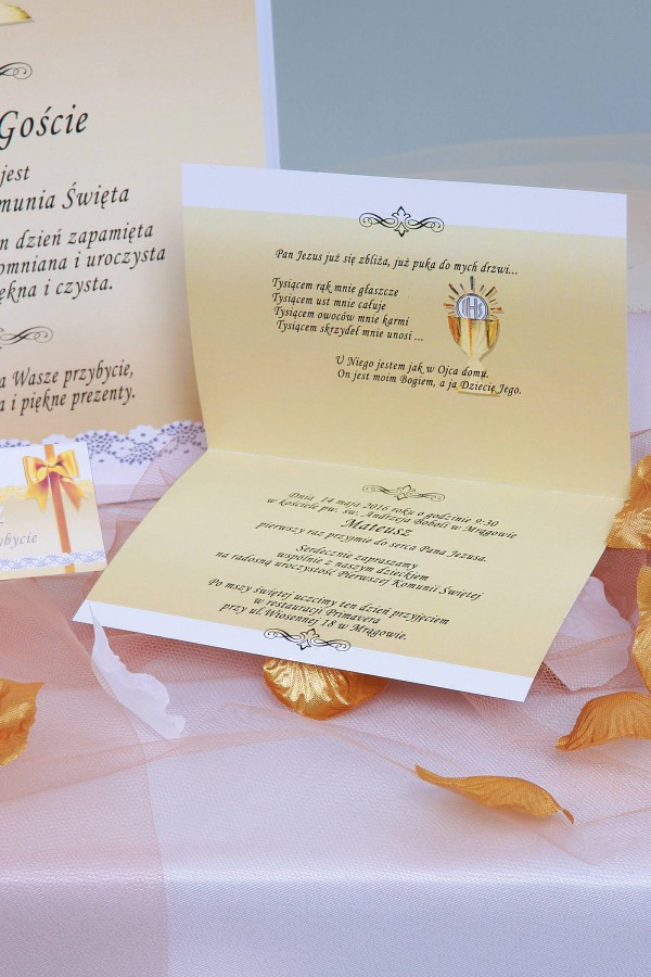 Personalized decorative communion set - Gold lace Personalized decorative communion set - Gold lace - obraz 5