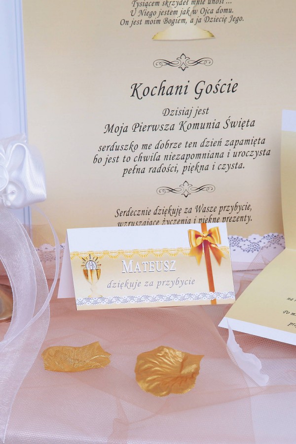 Personalized decorative communion set - Gold lace Personalized decorative communion set - Gold lace - obraz 6