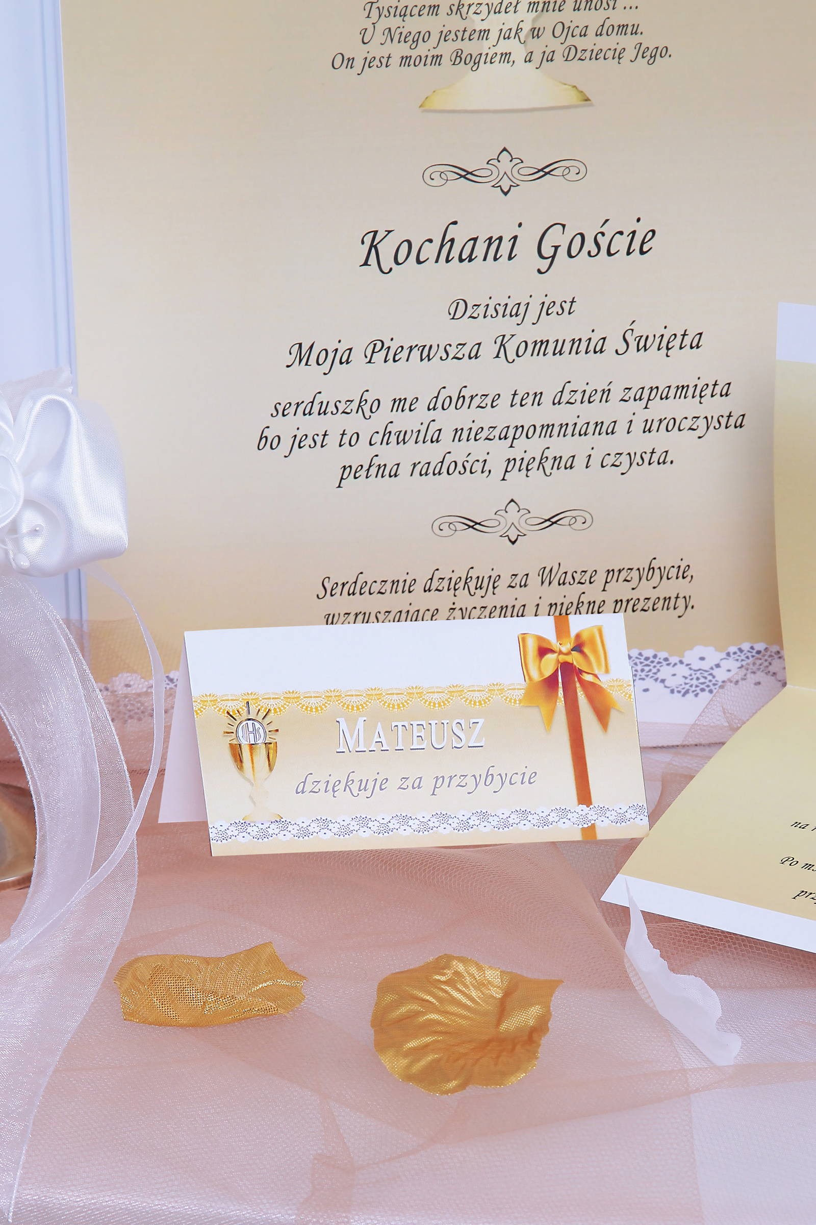 Personalized decorative communion set - Gold lace Personalized decorative communion set - Gold lace - obraz 6