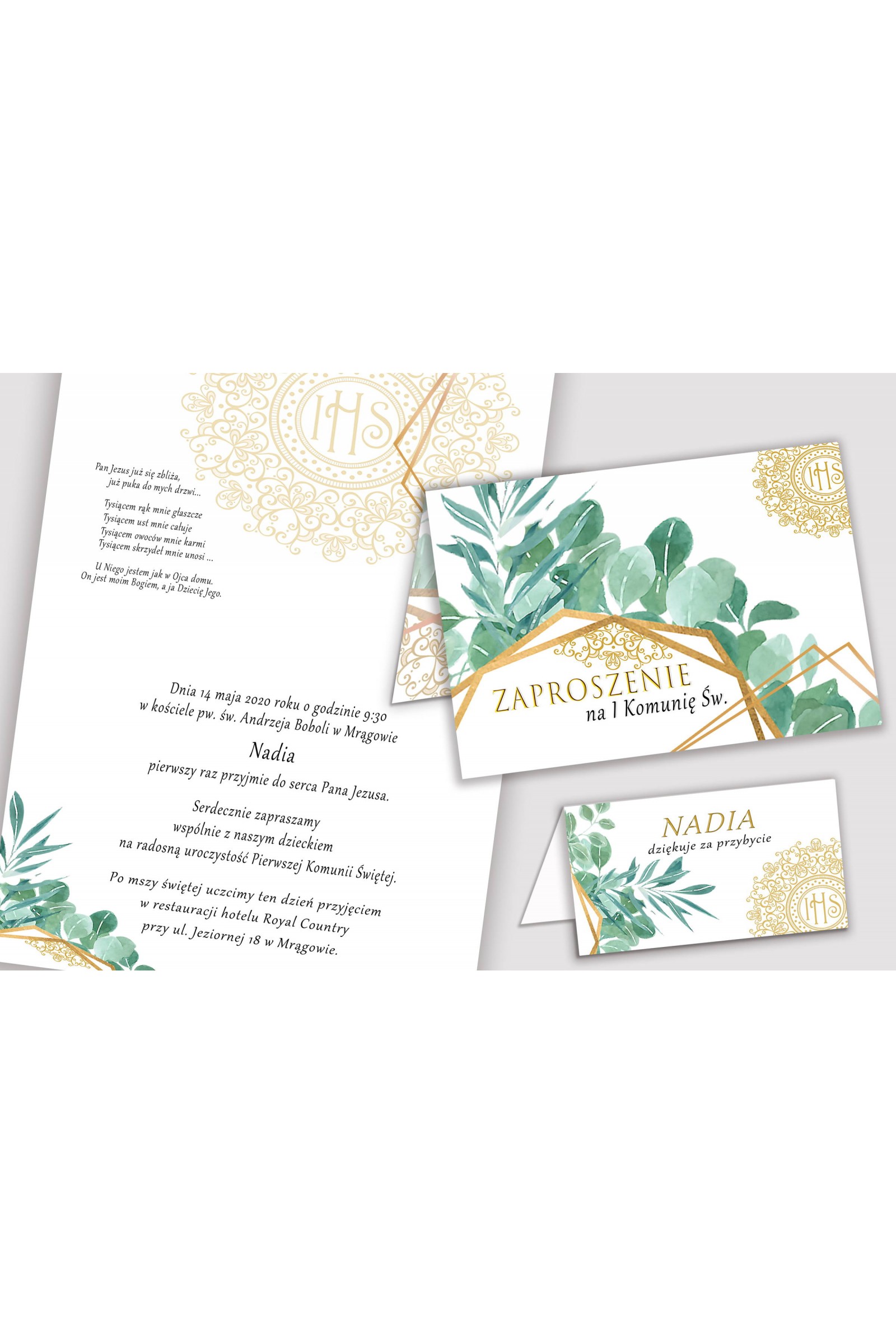 Personalized decorative communion set - Fine Eucalyptus Personalized decorative communion set - Fine Eucalyptus - obraz 5