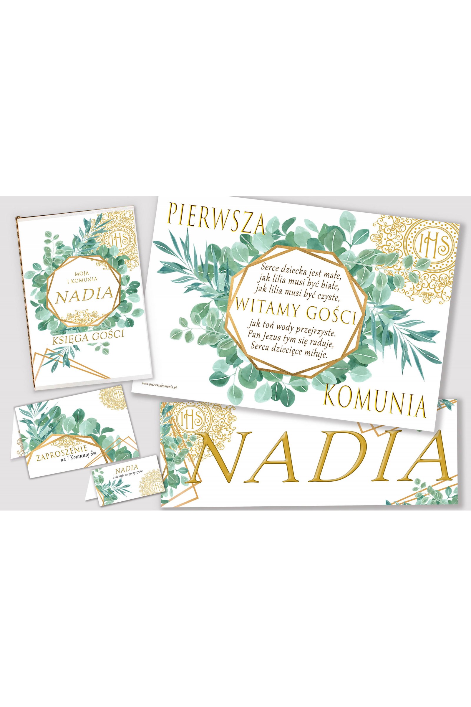 Personalized decorative communion set - Fine Eucalyptus Personalized decorative communion set - Fine Eucalyptus - obraz 1
